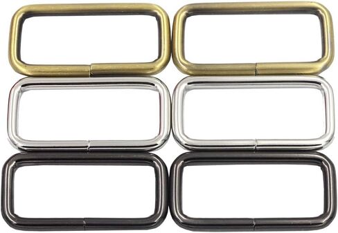 DGOL 15 pcs 1-1/2 inch (38mm) Strong Metal Belt Square Ring Clasp Hook Buckles Shinning Webbing Strap Fastener Rectangle Buckle in 3 Color in Kuwait