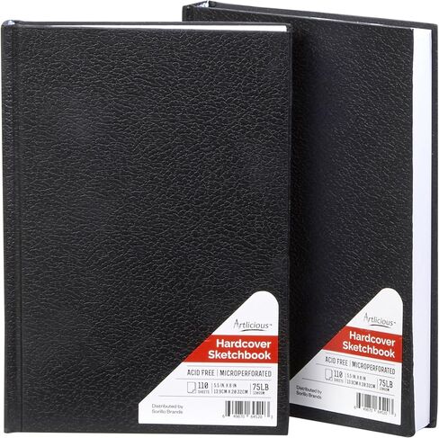 Hardcover Sketch Book 2 Pack Drawing Books 5.5" x 8" Sketchbooks, 110 Sheets Hardbound Journal, Ideal for Pencils, Graphite, Charcoal, Pen in Kuwait