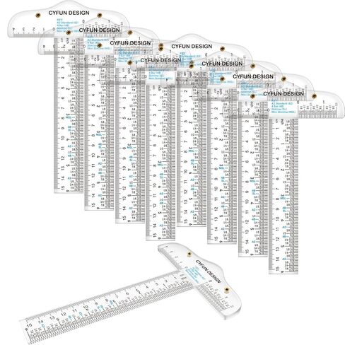 2 PCS 6"/12" Clear Acrylic Ruler Zero-Centering Ruler with Inches & Metric Measuring Tool 12" and 6" Inch Straight Edge Rulers for Scrapbooking Card-Making Student School Office Home Tool in Kuwait