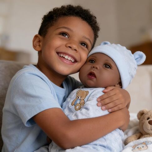 Milidool Black Reborn Baby Dolls Boy 22 Inch Lifelike Black Silicone Baby Dolls That Look Real African American Newborn Boy Dolls Realistic Baby Doll with Giraffe Gift Set in Kuwait