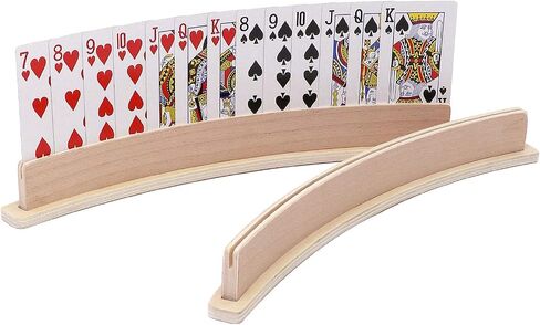 Exqline Wood Curved Playing Card Holder Racks Tray Set of 4 for Kids Seniors Adults - 13.4inch with Widen Base Stable Enough for for Bridge Canasta Foot and Hand in Kuwait
