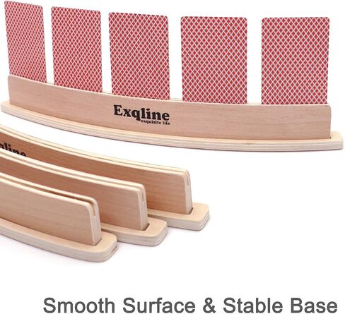 Exqline Wood Curved Playing Card Holder Racks Tray Set of 4 for Kids Seniors Adults - 13.4inch with Widen Base Stable Enough for for Bridge Canasta Foot and Hand in Kuwait