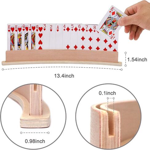 Exqline Wood Curved Playing Card Holder Racks Tray Set of 4 for Kids Seniors Adults - 13.4inch with Widen Base Stable Enough for for Bridge Canasta Foot and Hand in Kuwait