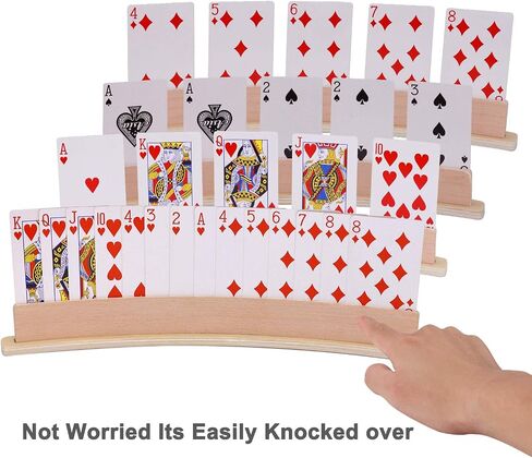 Exqline Wood Curved Playing Card Holder Racks Tray Set of 4 for Kids Seniors Adults - 13.4inch with Widen Base Stable Enough for for Bridge Canasta Foot and Hand in Kuwait