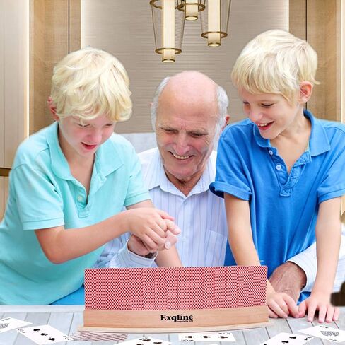 Exqline Wood Curved Playing Card Holder Racks Tray Set of 4 for Kids Seniors Adults - 13.4inch with Widen Base Stable Enough for for Bridge Canasta Foot and Hand in Kuwait