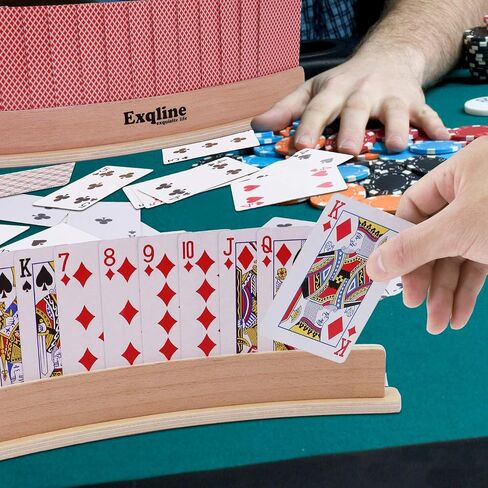 Exqline Wood Curved Playing Card Holder Racks Tray Set of 4 for Kids Seniors Adults - 13.4inch with Widen Base Stable Enough for for Bridge Canasta Foot and Hand in Kuwait