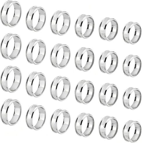 UNICRAFTALE 14Pcs 7 Sizes Ring Blanks Titanium Steel Grooved Finger Rings Set Golden Core Inlay Ring for Resin Empty Unisex Rings for DIY Jewelry Making in Kuwait