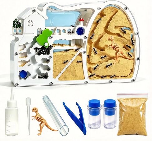 EXBEPE Large Sand Ant Farm Castle,Ant Habitat with Dinosaur Digging to Study Ant Colony Ecosystem Behavior,Science Educational Gift for Kids（Yellow） in Kuwait