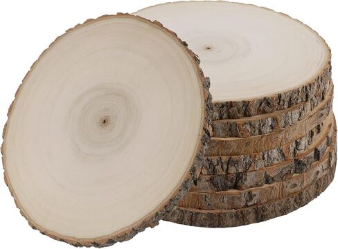 8 Pcs Large Unfinished Wood Slices, 10-11 Inches Wood Slabs for Centerpieces Natural Wooden Circle, DIY Wood Centerpieces for Tables Wedding Party Door Sign Decor in Kuwait