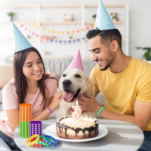 Gejoy 200 Pcs Paw Print Rubber Bracelets Multicolor Silicone Stretch Wristbands for Birthday Party Supplies, 8 Colors in Kuwait
