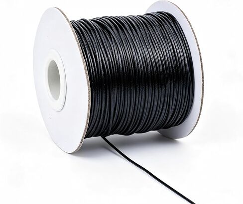 PH PandaHall 88 Yards 3.17in/1mm Korean Waxed Polyester Cord Black Knotting Braiding Cord Beading Thread Cord Thread for Beading Jewellery Making in Kuwait