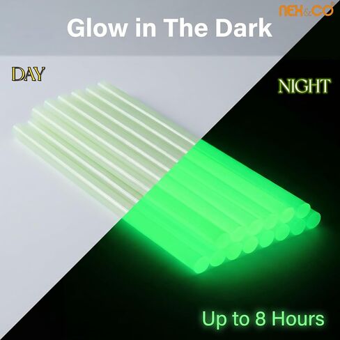 NEX&CO Glow in The Dark Hot Glue Sticks, Bulk Value Pack 60 Count Green Luminous Sticks, Mini Size 4" 0.27 Diameter, Colored Fabric Glue Stick, Perfect for Low and High Temp All Purpose Glue Guns in Kuwait