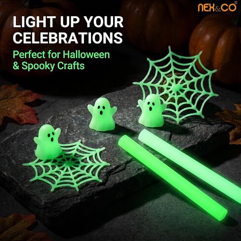NEX&CO Glow in The Dark Hot Glue Sticks, Bulk Value Pack 60 Count Green Luminous Sticks, Mini Size 4" 0.27 Diameter, Colored Fabric Glue Stick, Perfect for Low and High Temp All Purpose Glue Guns in Kuwait