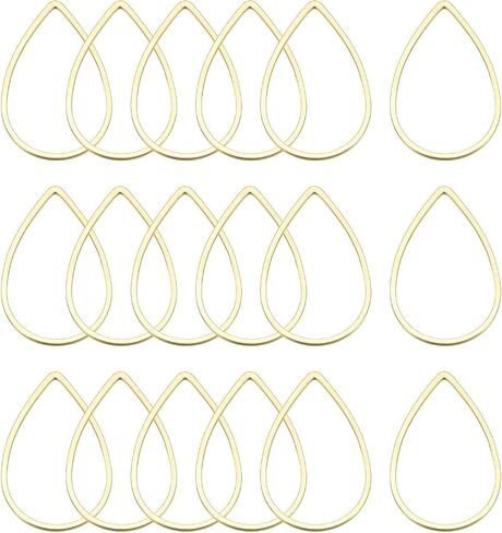 MECCANIXITY Teardrop Beading Hoop Link، حلقات ربط ساحرة ذات إطار مفتوح مجوف مقاس 0.86 بوصة × 1.26 بوصة نغمة نحاسية لصنع المجوهرات، عبوة من 100 قطعة in Kuwait