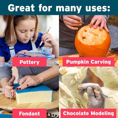 Pottery Tool Starter Kit - 15-Piece 26-Tool Beginner's Clay Ceramics Modeling Carving Sculpting Set -Arts and Crafts School Project, w Carrying Case, Birthday Gift for Kids in Kuwait