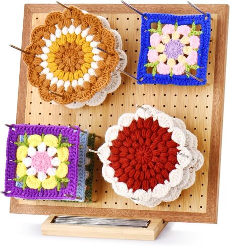 LIVSMON 13 Inch Crochet Blocking Board, Handcrafted Knitting Blocking Mat for Perfect Knitting and Granny Squares, Full Kit with 30 Stainless Steel Rod Pins, Gifts for Grandmothers, Mothers in Kuwait