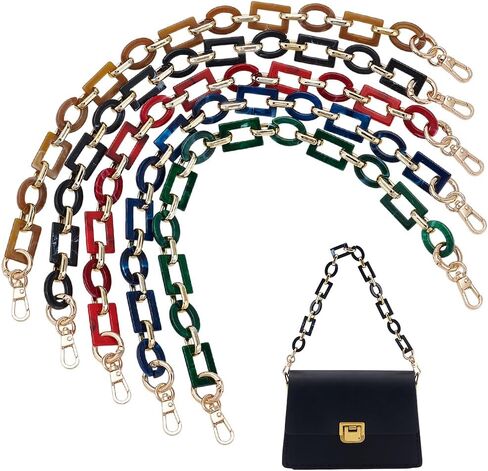 PH PandaHall Decorative Bag Chain Strap, 5 Colors 16.5" Short Acrylic Bag Handles Retro Link Chain Strap with Clasps Handle Strap Replacement for Clutch Bucket Crossbody Tote in Kuwait