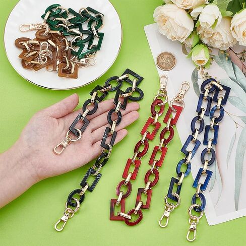 PH PandaHall Decorative Bag Chain Strap, 5 Colors 16.5" Short Acrylic Bag Handles Retro Link Chain Strap with Clasps Handle Strap Replacement for Clutch Bucket Crossbody Tote in Kuwait