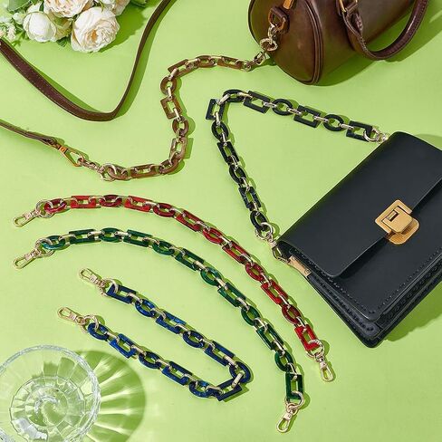 PH PandaHall Decorative Bag Chain Strap, 5 Colors 16.5" Short Acrylic Bag Handles Retro Link Chain Strap with Clasps Handle Strap Replacement for Clutch Bucket Crossbody Tote in Kuwait