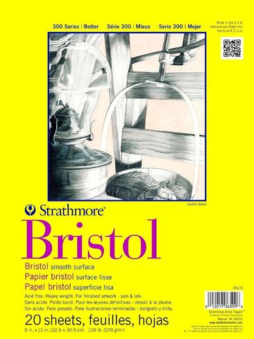 Strathmore 300 Series Bristol Smooth Pad, 9"x12" Tape Bound, 20 Sheets & 300 Series Bristol Vellum Pad, 9"x12", Tape Bound 20 Sheets in Kuwait
