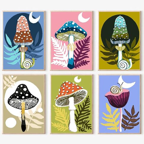 YALKIN Paint by Numbers for Adults and Kids Beginner, Painting by Number Kits On Canvas,Without Frame DIY Color Oil Painting Acrylic Paints,Home Wall Decor（6 Pack 8x12 in） in Kuwait