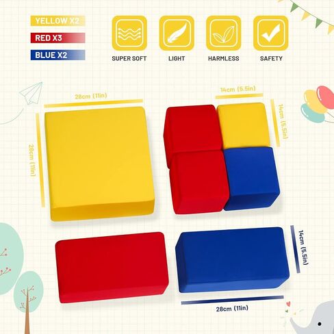 Foam Blocks for Toddlers, Soft Building Blocks for Toddlers Colorful Stacking Blocks for Kids - 12 Pieces in Kuwait