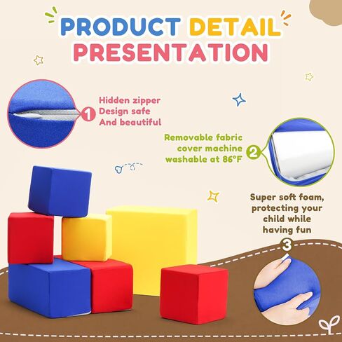 Foam Blocks for Toddlers, Soft Building Blocks for Toddlers Colorful Stacking Blocks for Kids - 12 Pieces in Kuwait