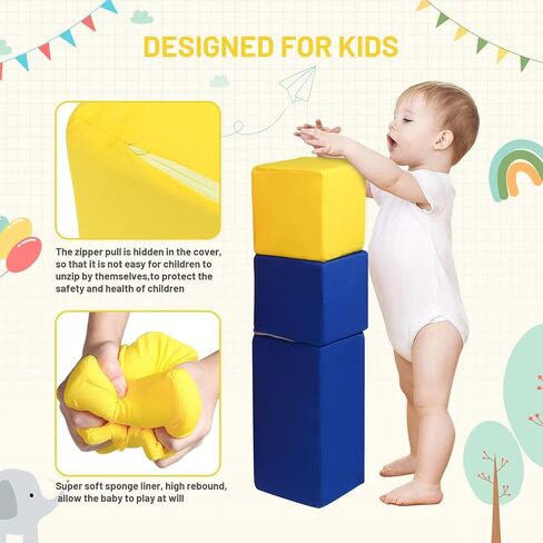 Foam Blocks for Toddlers, Soft Building Blocks for Toddlers Colorful Stacking Blocks for Kids - 12 Pieces in Kuwait