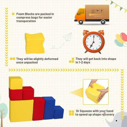 Foam Blocks for Toddlers, Soft Building Blocks for Toddlers Colorful Stacking Blocks for Kids - 12 Pieces in Kuwait