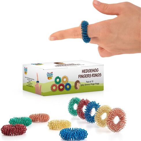 Pick A Toy Stress Relief Fidget Sensory Toy Set – 10 Small Quiet Metal Acupressure Rings for Adults, Teens and Kids 5+. Stimming Toys for Focus and Relaxation Spike Fidgets for School and Office in Kuwait