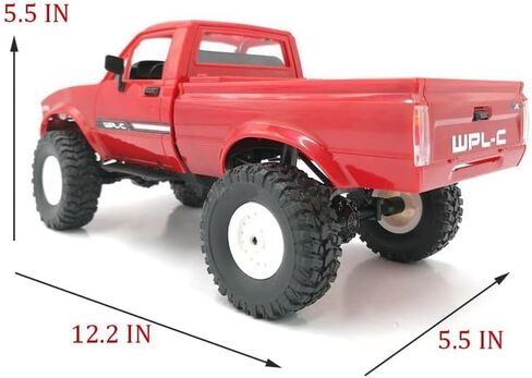 YIKESHU RC Crawler Offroad RC Truck 4x4 Remote Control Rock Crawler WPL C24-1 Pickup Trucks with Led Light, 2.4 Ghz 1/16 Scale All Terrain Car Brushed RTR Gift for Adults in Kuwait
