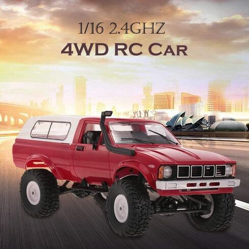 YIKESHU RC Crawler Offroad RC Truck 4x4 Remote Control Rock Crawler WPL C24-1 Pickup Trucks with Led Light, 2.4 Ghz 1/16 Scale All Terrain Car Brushed RTR Gift for Adults in Kuwait