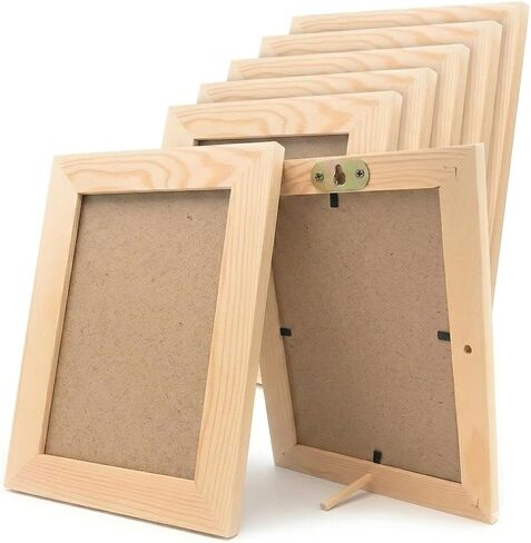 Oojami Unfinished Solid Wood Picture Frames for Arts Crafts, DIY Painting Project Stand or Hang on The Wall 6x8 Frame Size Holds 6x4 Pictures for Kids Craft Birthday, School projects (8) in Kuwait