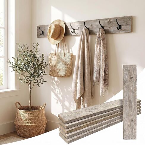 Rustic Farmhouse Reclaimed Barn Wood Bundle | 12 inch | Wood Plank | Wall Panels | Remodeling| DIY | Repurposed | Decoration | Shiplap | Natural Weathered Gray | Pack of 6 Planks in Kuwait