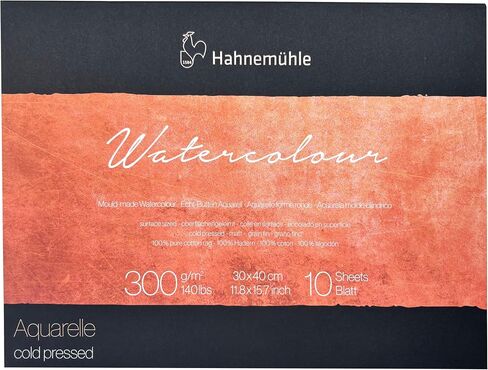 Hahnemuhle Collection Watercolor 300 Block Cold Pressed 11.8x15.7 Inches 300gsm,White in Kuwait