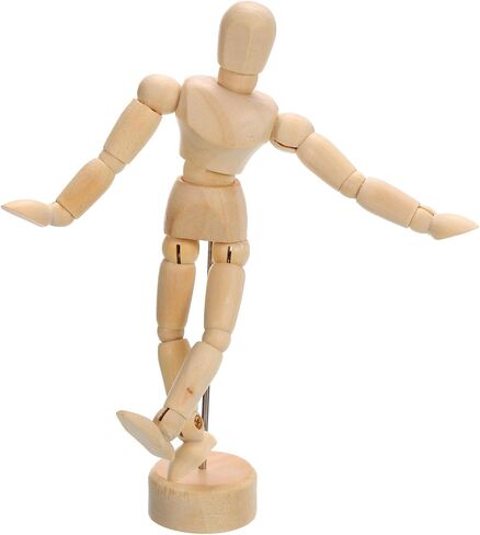 PATIKIL 4.5" Wooden Mannequin Figure, Artist Drawing Manikin Model Flexible Movable Jointed Sketching Lay Figure for Painting Drawing Decoration in Kuwait