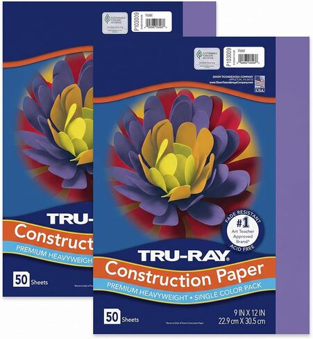 Pacon Tru-Ray Heavyweight Construction Paper, Violet, 9" x 12", 50 Sheets in Kuwait