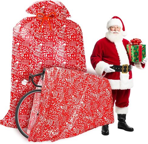 Aboofx Extra Large Christmas Gift Bags Bike Bag for Bicycle, 80 x 60 Inch Christmas Jumbo Gifts Bag for Huge Gifts Bicycles Heavy Duty Pack with Tags & String Ties for Christmas Decoration in Kuwait