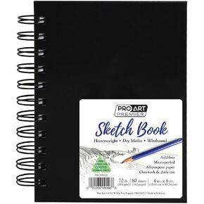 Pro Art Premium Sketch Book 4"x6" 80 Sheets, 70#, Wire, Sketch Book, Sketchbook, Drawing Pad, Sketch Pad, Drawing Paper, Art Book, Drawing Book, Art Paper, Sketchbook for Drawing in Kuwait