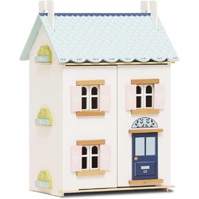 Le Toy Van – Blue Belle Wooden Doll House | Girls & Boys 3 Storey Wooden Dolls House Play Set - Suitable for Ages 3+ in Kuwait