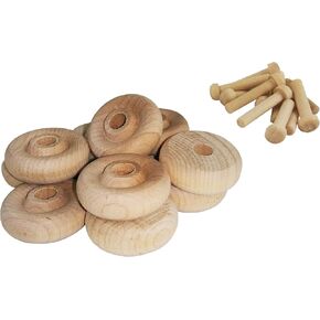 Wood Wheels - 12 Pack with Free Axle Pegs - Made in USA (1.5" Diameter) in Kuwait