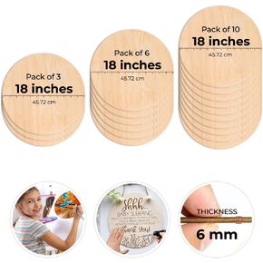 Unfinished Wood Circles for Crafts 18 Inch Diameter Made from 1/4 Inch Natural Plywood, A Pack of 3 Thick Wood Rounds Cutouts for Home Decorations, Door Hanger, Wood Burning, Pyrography, DIY Projects in Kuwait