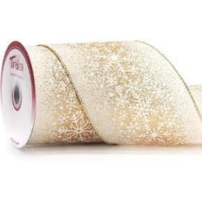4 Inch 10 Yards White Snowflakes on Red Wired Ribbon for Christmas Wedding Wreath Gift Wrapping Home D'ecor DIY in Kuwait