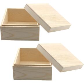 MY MIRONEY 2Pcs Wooden Unfinished Storage Box with Top Lid 4.72" x 4.72" Square Wooden Pine Box DIY Craft Stash Boxes Gift Box for Arts Hobbies and Home Storage in Kuwait