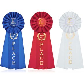 Award Ribbons 1st Place Rosette Ribbon Prize Ribbon Winner Grand First Second and Third Place Victory Ribbons Deluxe Recognition Ribbons for Classroom Prizes, 1st Blue, 2nd Red, 3rd White (9 Pieces) in Kuwait