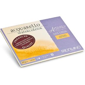 Fabriano Artistico Acquarello, Extra White, Fine Grain, Cold Pressed, 23 x 30.5 cm, 20 Sheets, 300 g/m², Artists' Watercolour Cardboard, Pad Glued on 4 Sides, 23 x 30,5 cm in Kuwait