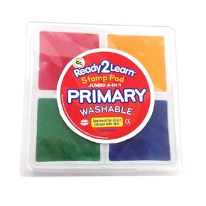 READY 2 LEARN-CE6645 Jumbo 4-in-1 Washable Stamp Pad - Red, Yellow, Green, Blue - Non-Toxic - Fade Resistant - Decorate Scrapbooks, Posters and Cards in Kuwait