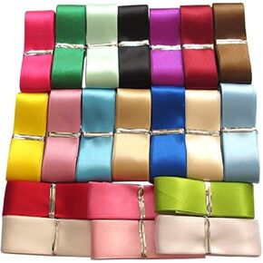 Chenkou Craft 1/4" (6mm) 20Yards Single Face Solid Satin Polyester Ribbon 20 Colors Assorted Bulk Lots Mix (1/4", Mix) in Kuwait