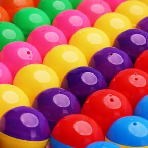 Entervending Empty Clear-Colored Round Capsules 2 inch 50 pcs Bulk 7 Colors Capsule for Toy Gumball Machines Plastic Containers Surprise for Kids Party Favor Prize in Kuwait