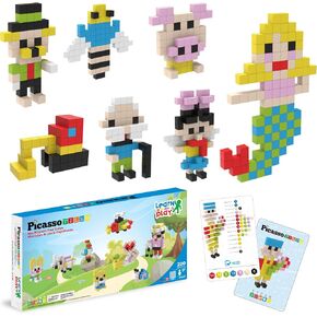 PicassoTiles 0.5 "بكسل لغز مغناطيسي مكعب 200 قطعة مزيج ومطابقة مكعبات ألعاب حسية تعليم البخار تعلم بناء كتلة مغناطيس الأطفال مجموعة ألعاب البناء مجموعة التراص المغناطيس الإبداعية PMC200 in Kuwait